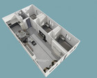 40ft Deluxe Flat Roof Expandable Prefab House 3br 1ba Double Wing Container Hous