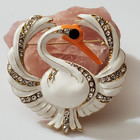 Swan Enamel Vintage Style New Beautiful Brooch Pin Rhinestones Crystals Bird