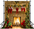 10x10ft Christmas Themed Fireplace Vinyl Photography Backdrop Photo Background S