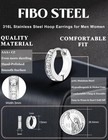 316l Stainless Steel Hoop Earrings For Men Outer Diameter  13mm  Silver Tone 