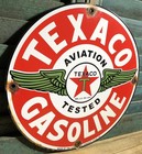 Vintage 1949 Dated Texaco Aviation Tested Gasoline Wings Porcelain Sign Gas Oil