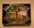 Antique 800 Italian Silver Mirrored Powder Compact    dance Of The Cupids   