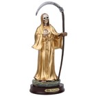 Santa Muerte 9  Inch Statue   Holy Death Grim Reaper   Color Gold Tunic Color