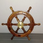 18  Wood Ship Wheel With Brass Center -large Wooden Ship s Wheel -nautical Decor