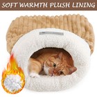 Cat Bed Round Plush Fluffy Cat Bed Cave Winter Warm Soothing Pet Beds Washable