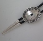 Southwestern Sterling Silver Deeply Stamped Domed Concho Style Bolo Tie
