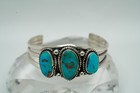 Vintage Navajo Old Pawn Sterling Silver Turquoise Cuff Bracelet 2 25  X 2 6cm