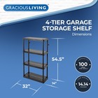 Gracious Living 4 Shelf Fixed Height Ventilated Medium Duty Storage Unit  Black
