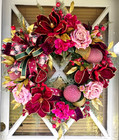 Victorian Christmas Wreath  Luxury Handcrafted Burgundy Gold Pink Holiday Decor
