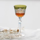 Czech Style Olive Green Wine Goblet Glasses Hand Cut To Clear Stemware Gift Pack