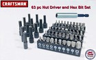 Craftsman Magnetic Handle 1 4 In 44373 Nut Driver Bit Set 63 Pc Star Square -hex