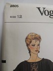 Vogue 8805 Top Blouse Shirt Sewing Pattern Ladies 12 Uc Vtg Pullover Loose Lace