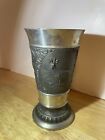 Vintage Zinn Es German Pewter Hunting Scene Stag Cup Dogs Deer Embossed Mug
