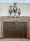 Set Of 3 Antique Persian Islamic Middle Eastern Silver Color Ornate Vases