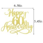 Gold Glitter Happy 60th Anniversary Cake Toppers - Wedding Anniversary Party    