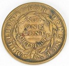 Hard Times Token Not One Cent  Ht 46r  Very Fine    206