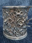 Antique S  Kirk   Son 91 6   Silver Floral Repoussed Children Mug Wt 4 3 Oz 