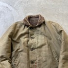 Vintage 40s Usn N-1 Deck Jacket Khaki Alpaca Lined Distressed Us Navy Wwii