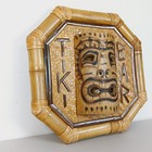 Vintage Tiki Bar Sign W Mask   Pyrography Bamboo Hawaii Man Cave Wall Art Plaque