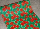 Vtg Christmas Gorgeous Poinsettia Old Store Wrapping Paper Gift Wrap 2 Yards