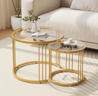  Nesting Coffee Table  23 6  Round Coffee Table Set Of 2 Nesting Glass Gold
