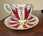 Vintage Tuscan Bone China Hand Painted Tea Cup Saucer Set Gold deep Rose England