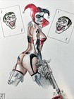 Gene Espy Original Comic Art Pinup Harley Quinn Watercolor 17    X 11    Signed 2018