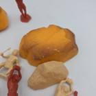 Vintage Louis Marx 2  Plastic Cavemen Toy Lot  Figures Rocks Hammer Club 