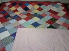 Vintage Handmade Patchwork Quilt Hand Pieced  Machine Sewn  Hand Tied 92 x72 