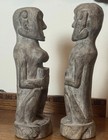 Vintage Tribal Wood Carved Pair Male Female Figures 16    Folk Art Statue Set