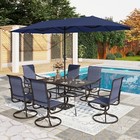 8 Pcs Patio Dining Furniture Set Outdoor Swivel Chairs Table With Patio Umbrella