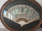 Antique French Hand Painted Fan Handmade Carved  - Gorgeous Detail And Coloring