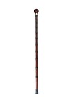 Wooden Fashion Cane Walking Stick - 35 Inch Dark Red Bamboo Style With Ball Knob