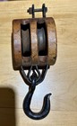 Vintage Double Block Pulley Lot Western Block   Co  Farm Barn Pulley Decor