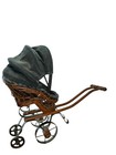 Antique Victorian Wicker Doll Carriage Pram 1800s Cast Iron Wheels Vintage