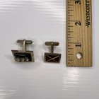 Lot Swank Gold Brown Croc Rectangular Deco 60s Vintage Retro Mad Men Cufflinks