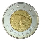 1997 Canada  2 Proof  925 Silver Toonie - 24k Gold Plated Center Collector Coin