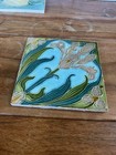 Antique  Majolica Pottery Iris Tile Gorgeous Colors Mint  6    Square