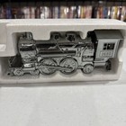 Vintage Avon Train The Atlantic 442 Leather After Shave Silver Decanter