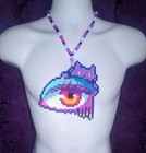 Eye Perler Bead Kandi Necklace-edc-rave-festival-plur-edm