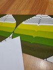 Awesome Rare Vintage Mid Century Retro 70s Yel Greens Striped Drops Fabric  Look