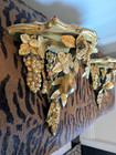 Pair Of 19th Century Italian Giltwood   Gesso Brackets With Flowers   Fruit