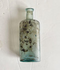 Vintage Glass Medicine Bottle Senior s Pharmacy Clear Aqua Green Iridescent