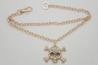 Women Boot Bracelet Metal Chain Gold Anklet Fashion Shoe Big Skull Charm Pirate