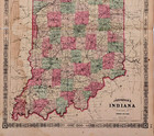 1864 Indiana Map Original Large 23x17 Johnson   Ward Atlas - County Townships