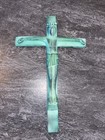 Vintage Unique Crucifix Jesus Metal Cross 11 75    X 7 25    Wall Hanging Loc H