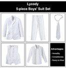 Boys Suit For Kids Formal 5 Piece Tuxedo Suit Set White Lycody Size 6