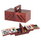 Wooden Foldable Sewing Box Thread  Sew Basket Jewelry Boxes For Storing3144