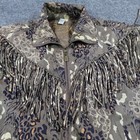 Vtg Fu Da International Jacket M Silk Fringe Leopard Bomber 80s Western 12894
