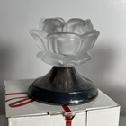 Vintage Brass   Frosted Glass Candle Holders - Pair Made By Kosta Boda